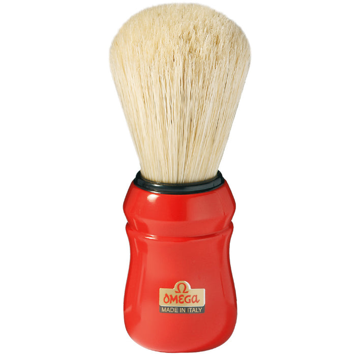 Omega - 10049 Professional Boar Hair Shaving Brush - Red - New England Shaving Company