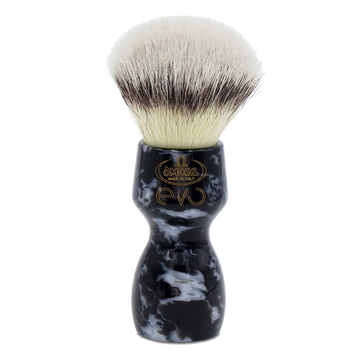 Omega - Evo Shaving Brush - Black and White Marble - E1863 - New England Shaving Company