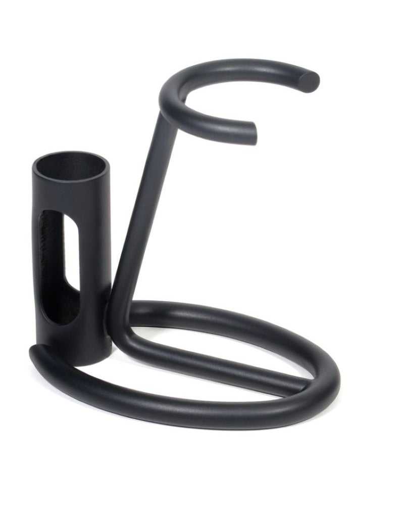 Omega Shaving Stand for Brush and Razor in Black Metal Finish