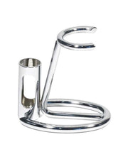 Omega Shaving Stand for Brush and Razor in Chrome Metal Finish
