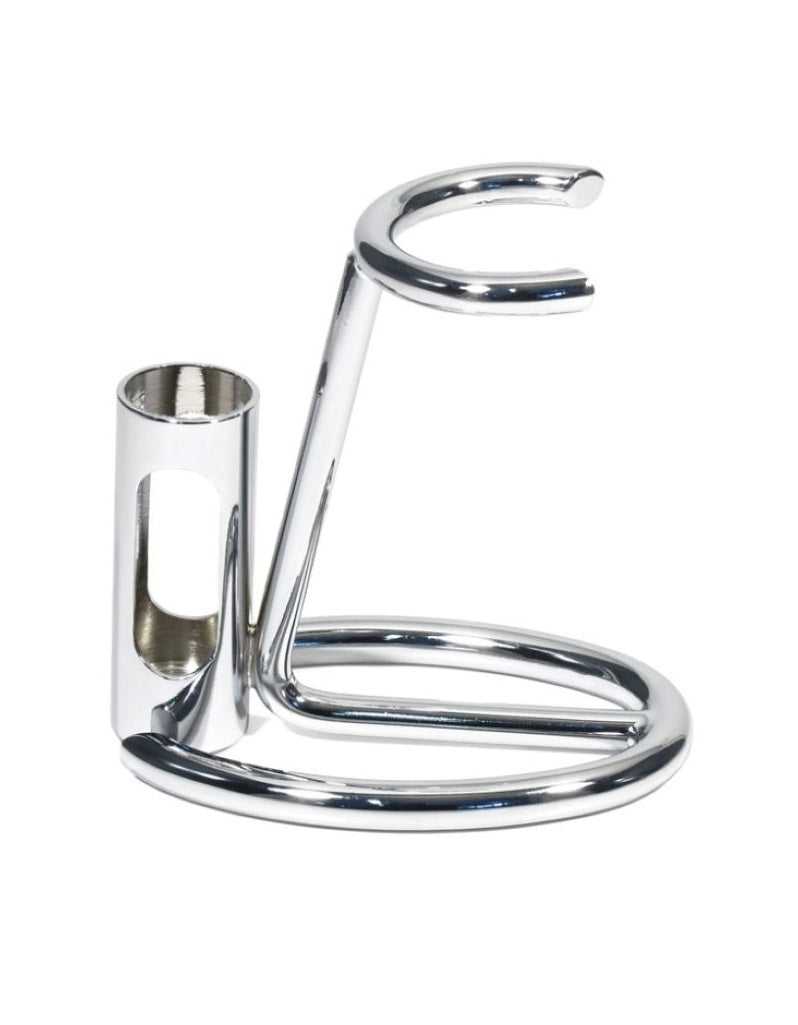 Omega Shaving Stand for Brush and Razor in Chrome Metal Finish