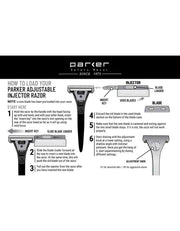 Instruction guide for loading and adjusting Parker injector razor
