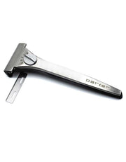 Close-up of Parker safety razor with adjustable dial and handle