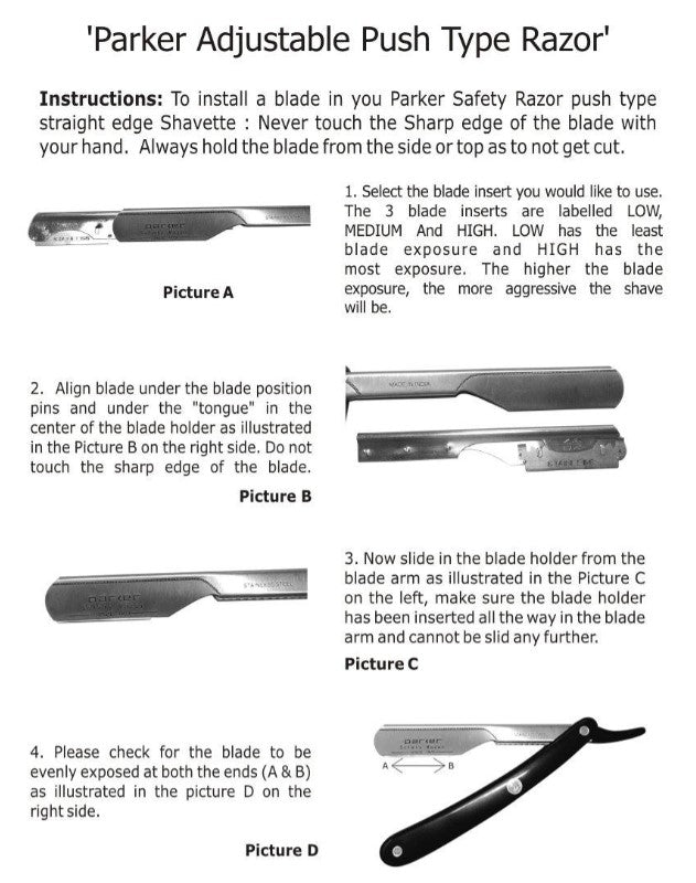 Parker - Adjustable Professional Barber Razor PTABK, Stainless Steel - New England Shaving Company
