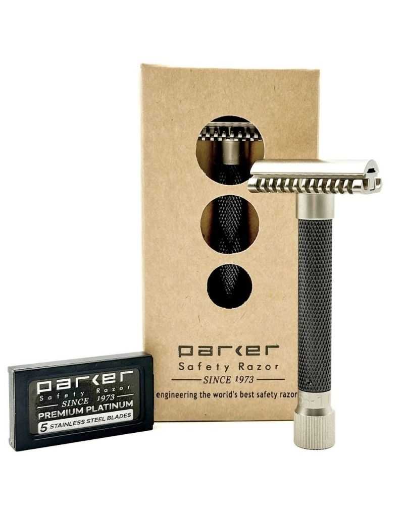 Parker safety razor with packaging and stainless steel blades