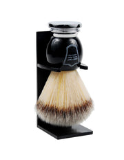 Parker - Black and Chrome Handle Synthetic Brush with Stand - New England Shaving Company