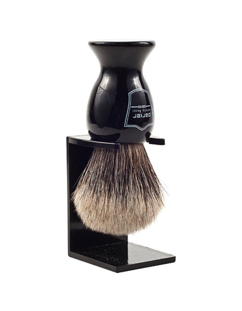 Parker - Black Handle Pure Badger Brush with Stand - New England Shaving Company