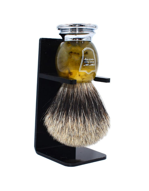 Parker - Faux Horn Handle Pure Badger Brush with Stand - New England Shaving Company