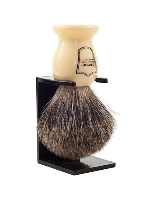 Parker - Ivory Handle Pure Badger Shaving Brush with Stand - New England Shaving Company