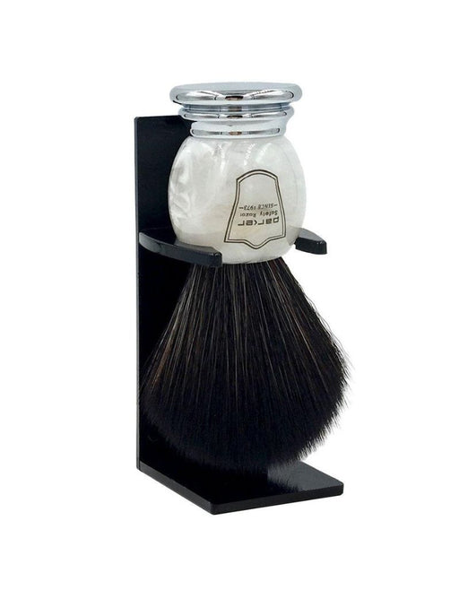 Parker - Marbled Ivory Handle Synthetic Brush with Stand - New England Shaving Company