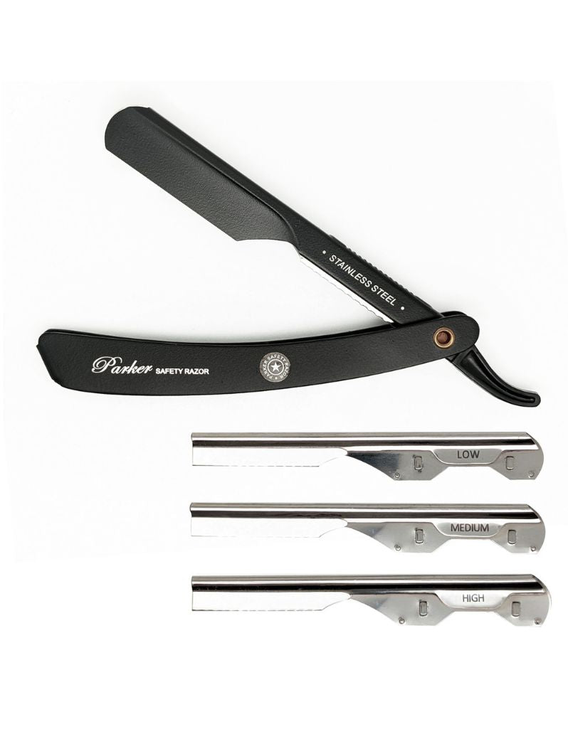 Parker - Adjustable Professional Barber Razor PTABK, Stainless Steel - New England Shaving Company