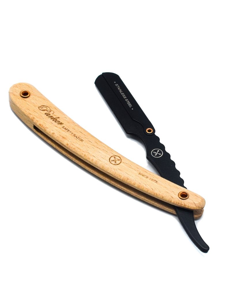 Parker - Professional Barber Razor Shavette SRP, Contoured Pine Wood - New England Shaving Company