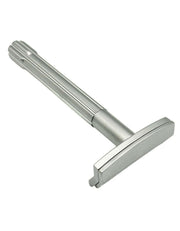 Parker Solo Edge single edge safety razor with a satin finish and fluted handle, shown on a white background