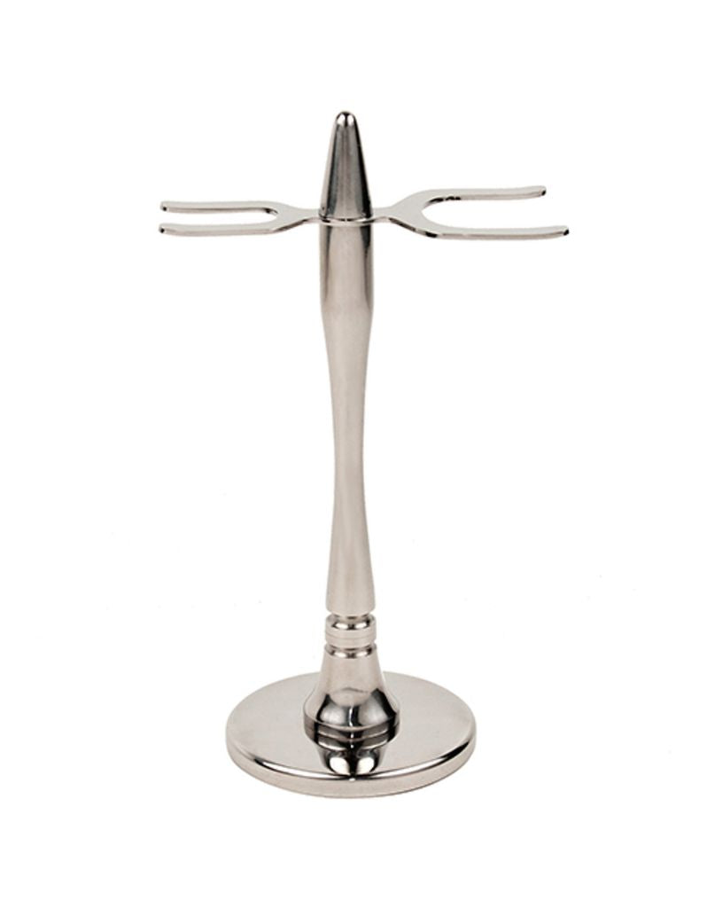 Parker - Stainless Steel Modern 2 Prong Razor and Brush Stand - New England Shaving Company