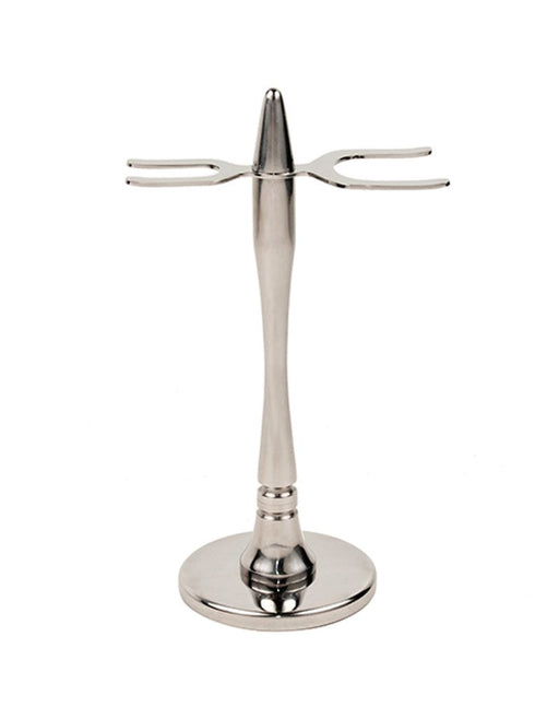 Parker - Stainless Steel Modern 2 Prong Razor and Brush Stand - New England Shaving Company