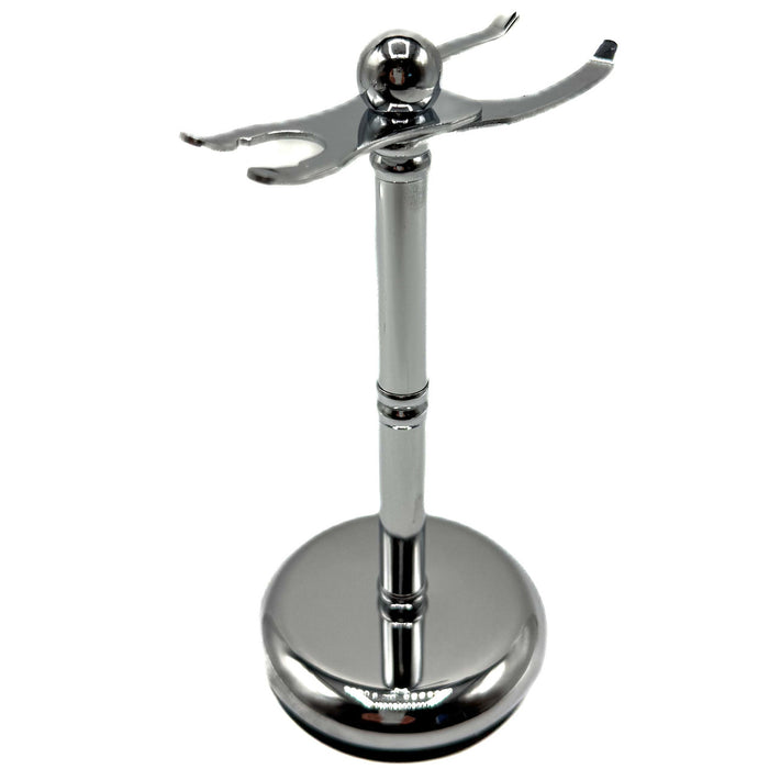 Parker - ADJUSTABLE Deluxe Chrome Razor & Brush Shave Stand