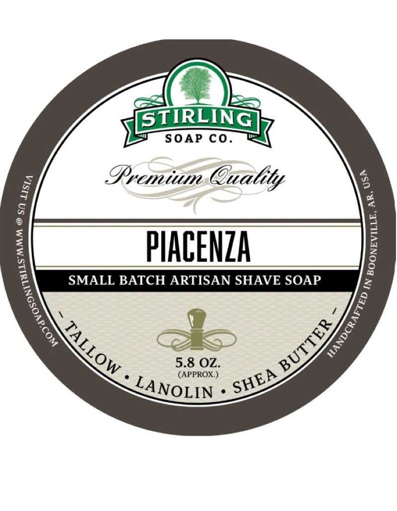 piacenza shave soap by stirling with citrus florals rosemary and musk in a tallow base for a clean smooth shave