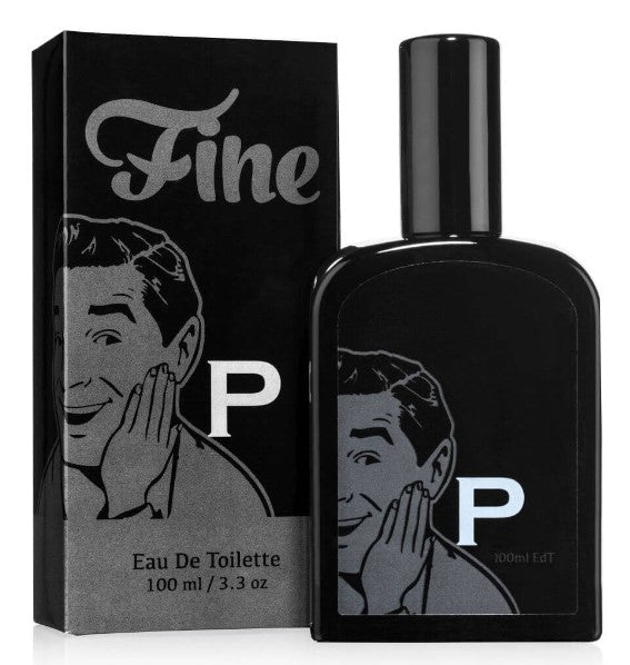 Fine Platinum Eau de Toilette in a 100ml glass bottle with atomizer, featuring bold pineapple and oakmoss fragrance notes.