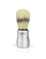 Omega boar bristle shaving brush with brushed aluminum handle for quick lather, Pre de Provence