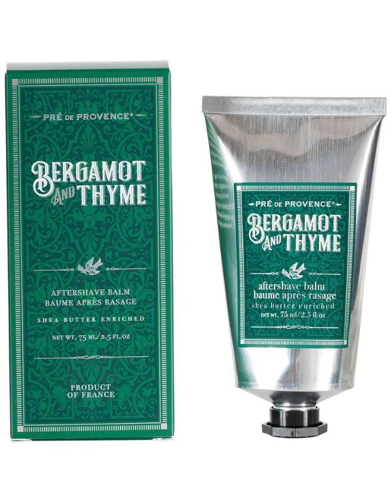 Pre de Provence Bergamot & Thyme After Shave Balm in tube, shea butter formula that soothes and hydrates sensitive skin