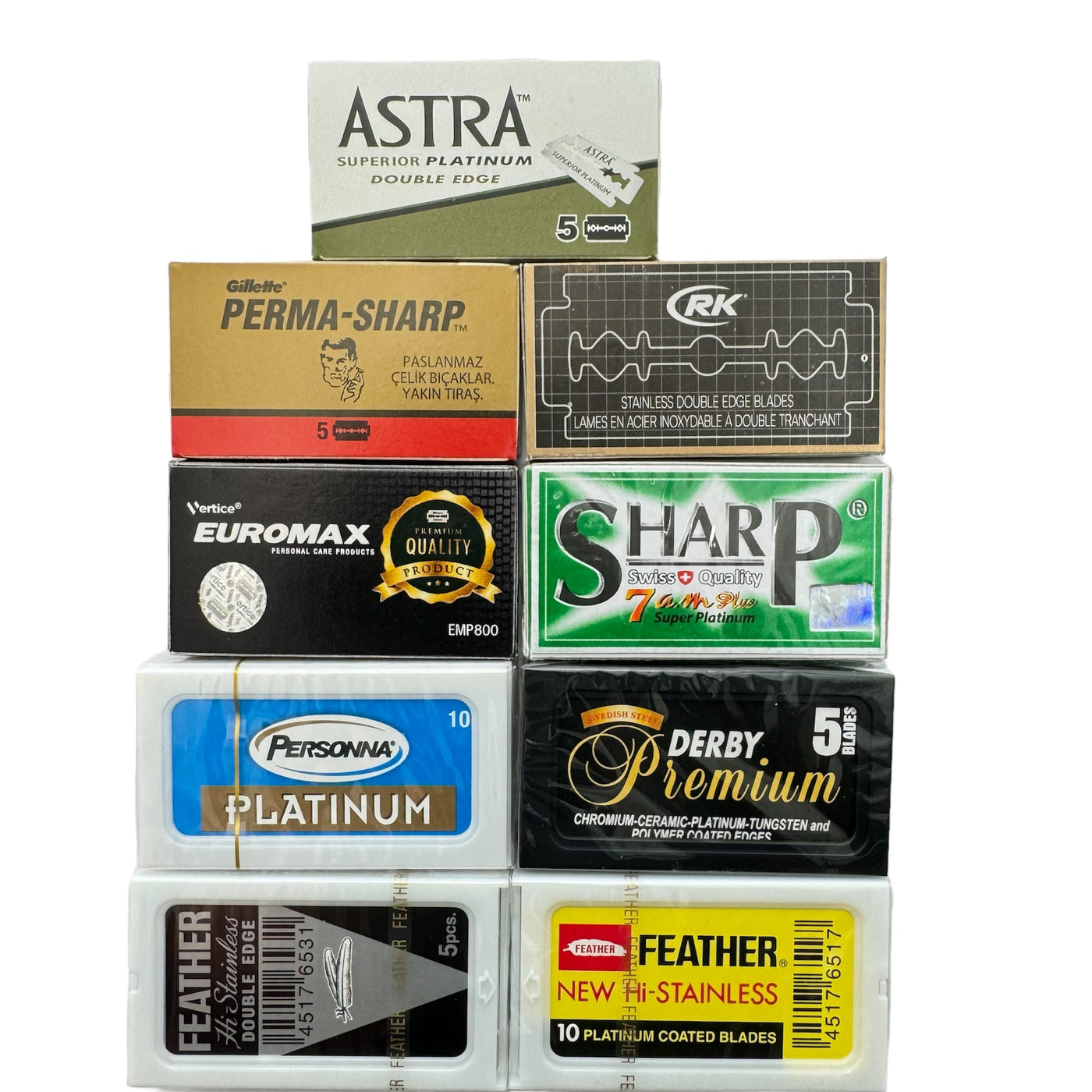 Double Edge Razor Blade Sampler 9 Brands 55 Blades Double Edge Razor Blade Sampler 9 Brands 55 Blades