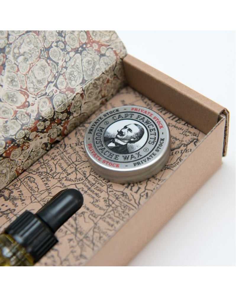 Premium grooming gift set for men with beard oil and moustache wax