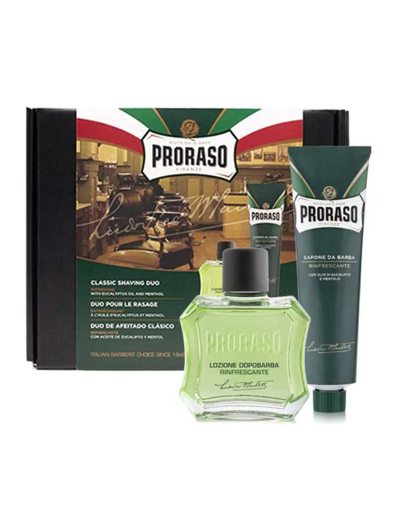 Proraso Classic Shaving Duo Box Refresh Formula with shaving cream and after shave lotion