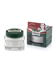 Proraso Green Pre-Shave Cream with eucalyptus and menthol in a 100ml jar for all beard types and skin types