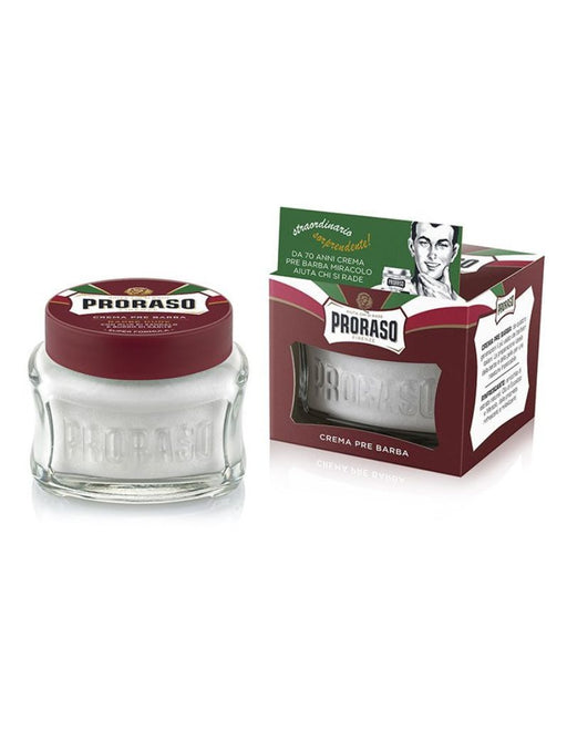 Proraso Red Pre-Shave Cream with Sandalwood and Shea Butter for coarse beards in 100ml jar