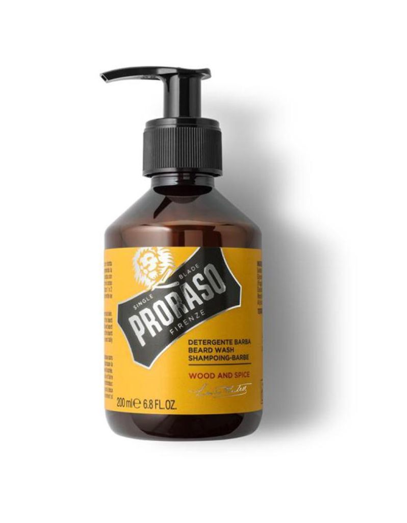 Proraso Wood & Spice Beard Wash in a pump bottle