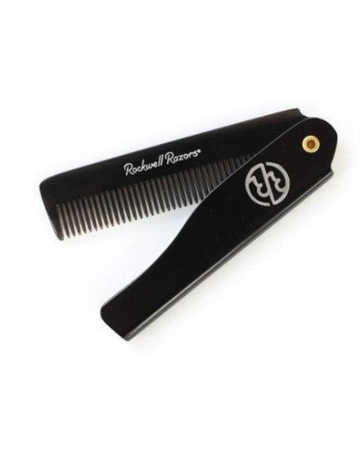 Rockwell folding acrylic comb with rounded teeth for smooth grooming and pocket-sized styling