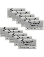 Ten Rockwell Swedish stainless steel double edge razor blade packs, 50 blades total