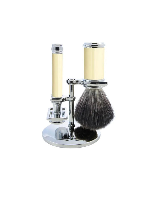 Edwin Jagger - Ivory & Chrome 3 Piece DE Shaving Set