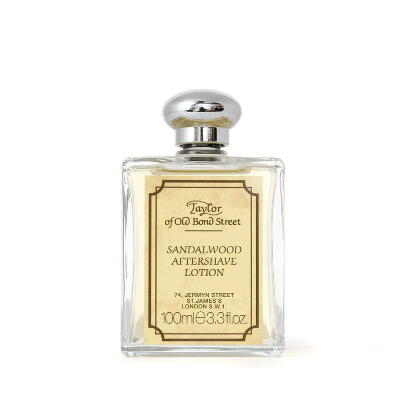 A bottle of Taylor of Old Bond Street Sandalwood Aftershave Lotion, 100ml.