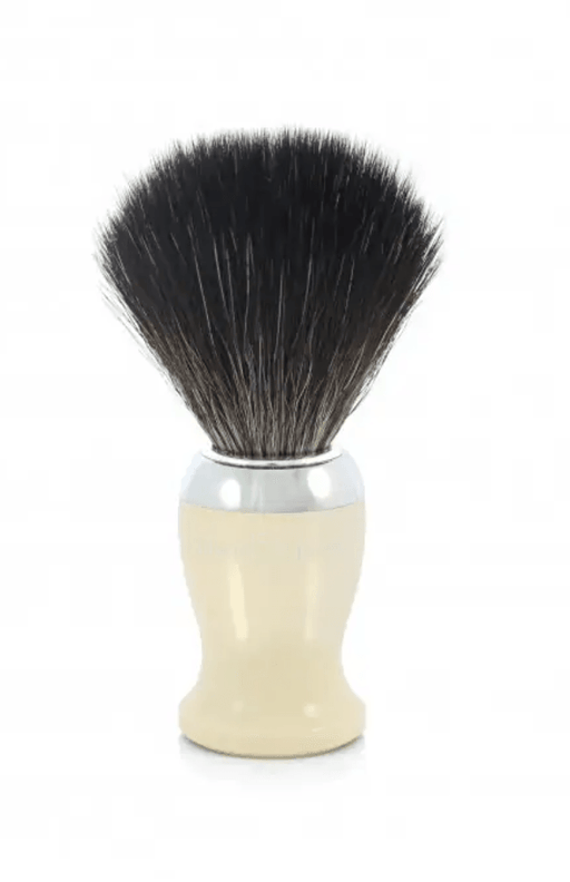 Edwin Jagger - 21SB727CR Imitation Ivory Black Synthetic Shaving Brush, Medium - New England Shaving Company