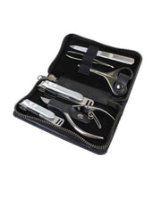 Japanese men's grooming kit with clippers, nail nipper, scissors, and tweezers in a black travel case