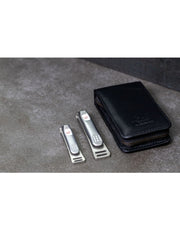 Seki Edge 3101 Grooming Kit with two stainless steel nail clippers and a black zippered carrying case.
