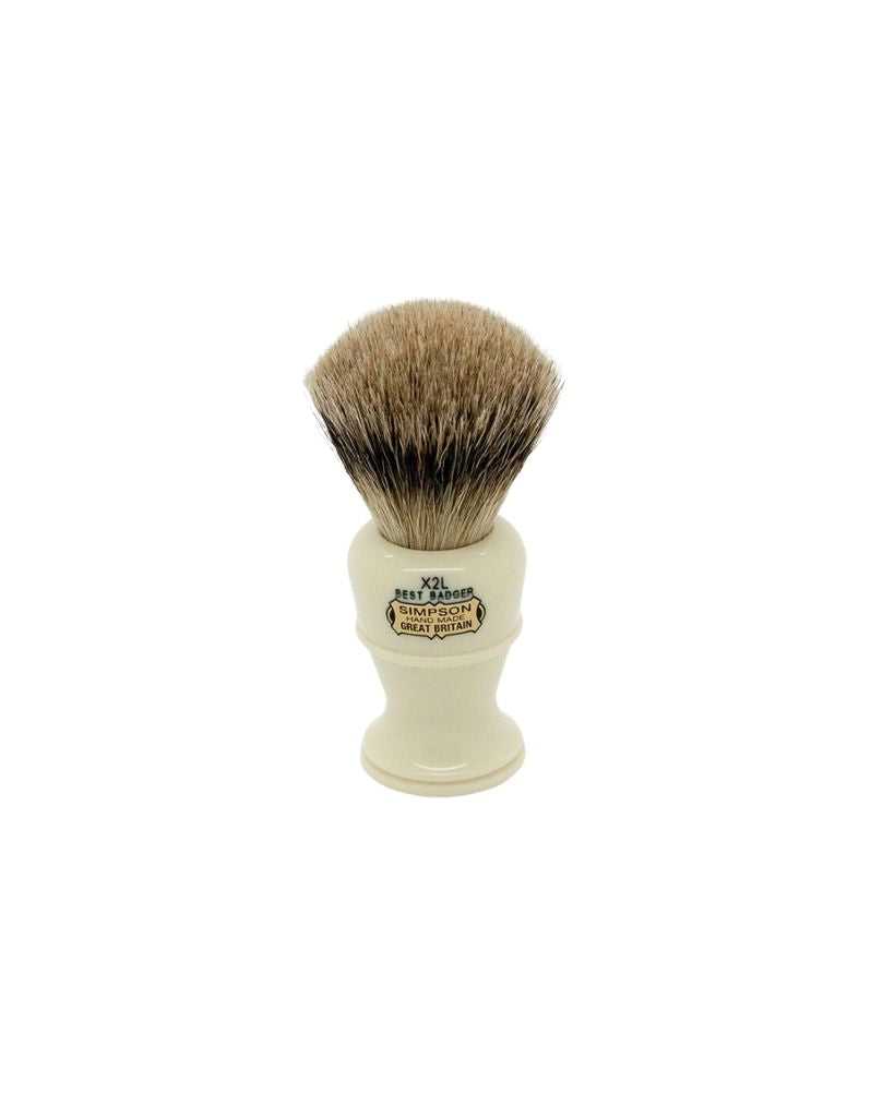 Simpson Colonel X2L Best Badger shaving brush with ivory military style handle and medium knot.