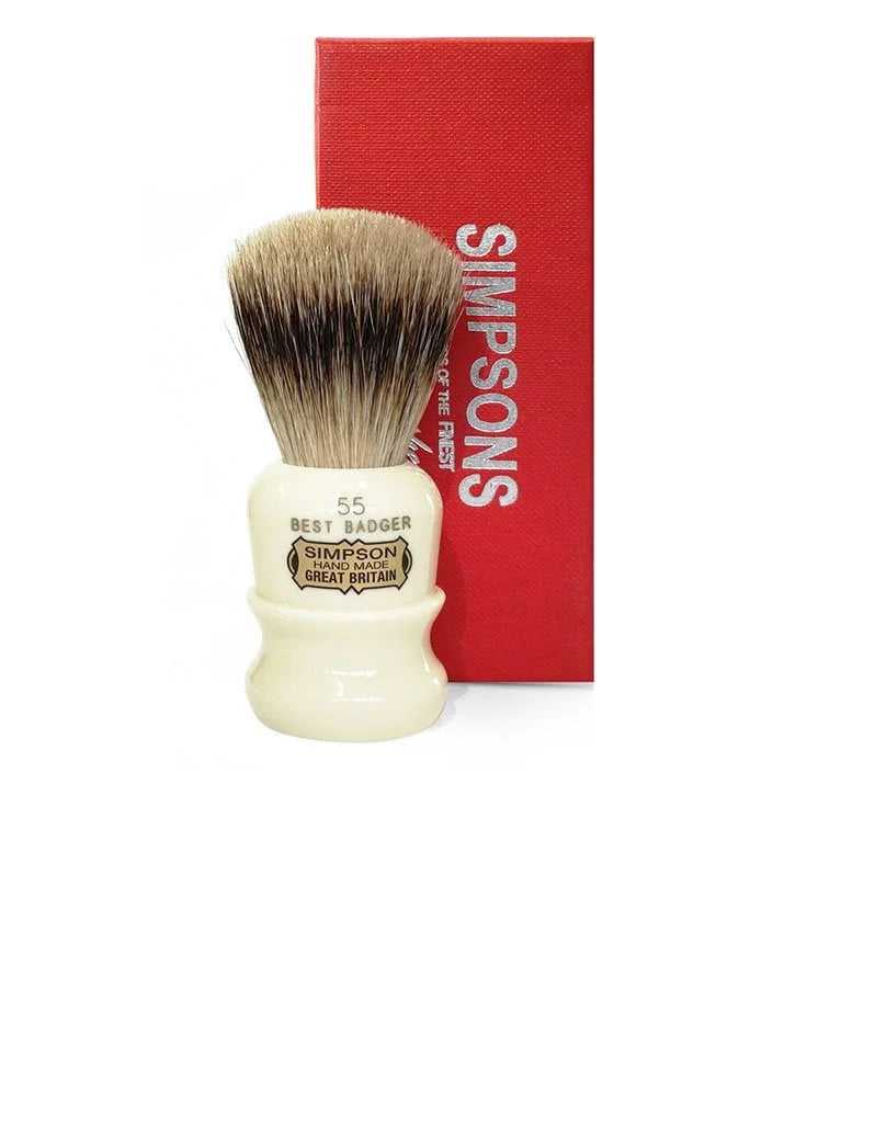 Simpson 55 Best Badger shaving brush with slim Fifties handle and compact size.