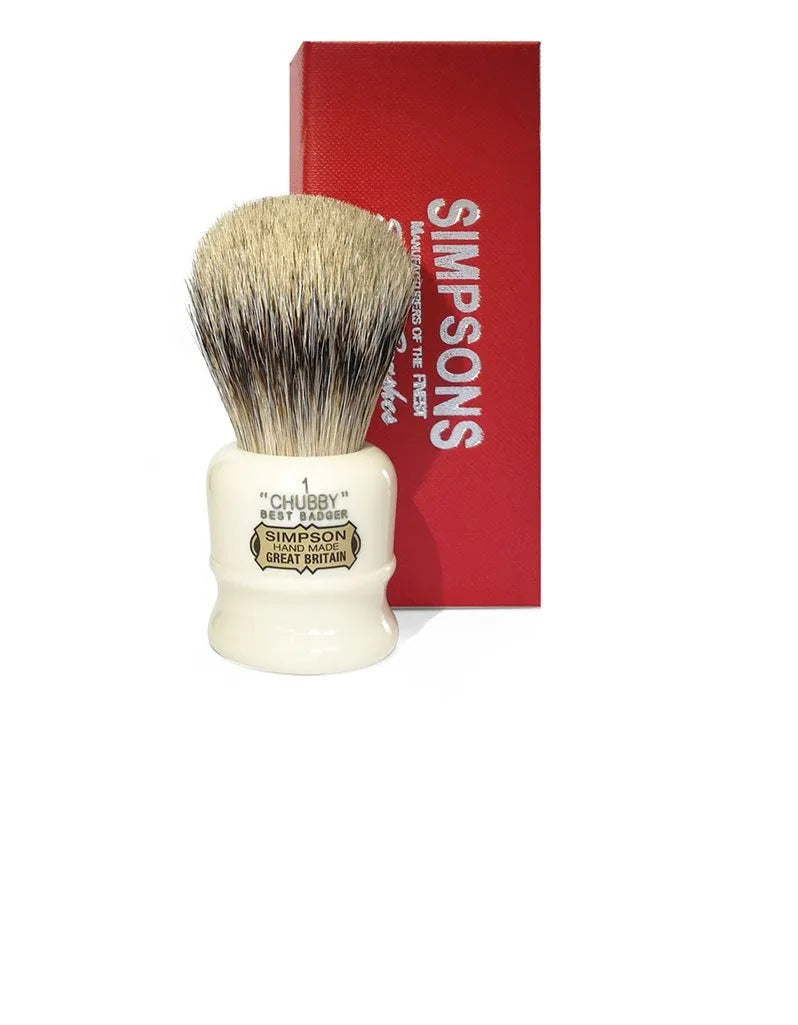 Simpson Chubby 1 Best Badger shaving brush with 22mm knot and compact handle for daily face lathering and precision control