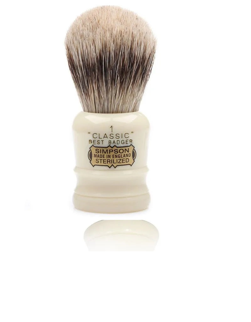 Simpson Classic 1 Best Badger Shaving Brush with compact handle and handcrafted knot