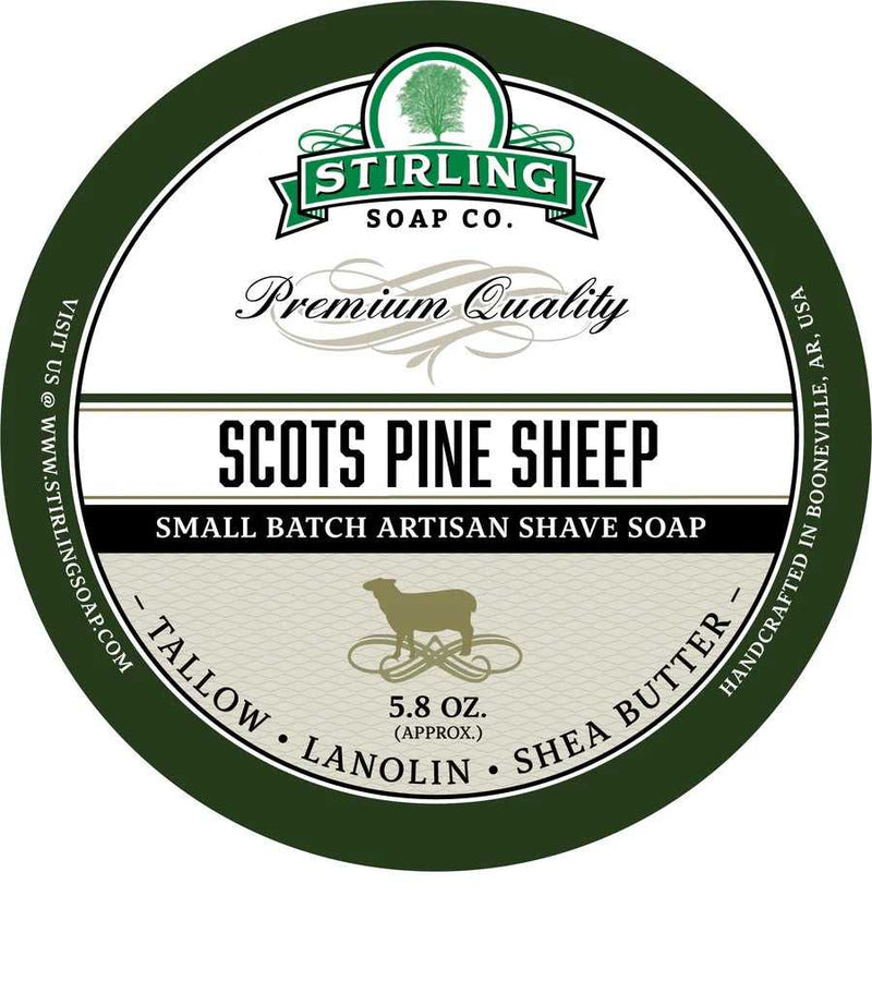 scots pine sheep shave soap with natural pine scent and mutton tallow base for rich creamy lather and deeply nourished post shave skin