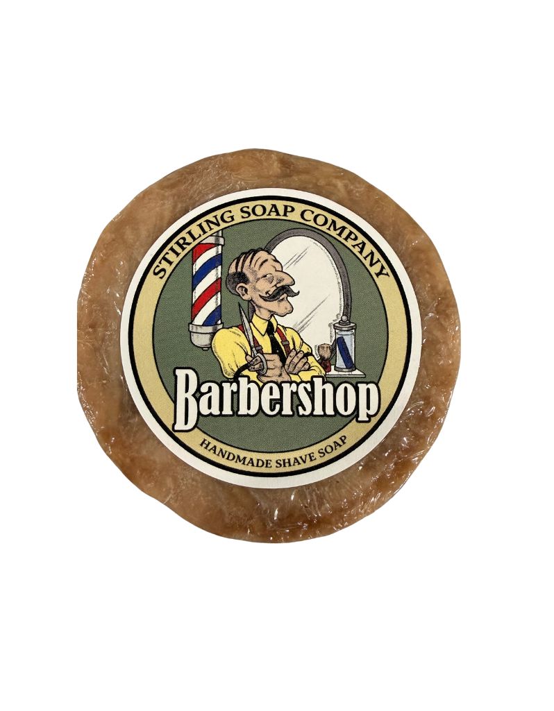 Stirling Soap Co. Barbershop shave soap refill puck, 4.5 oz shrink wrapped tallow soap