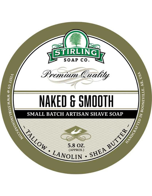 Stirling naked and smooth shave soap unscented tallow base for sensitive skin and smooth shaving