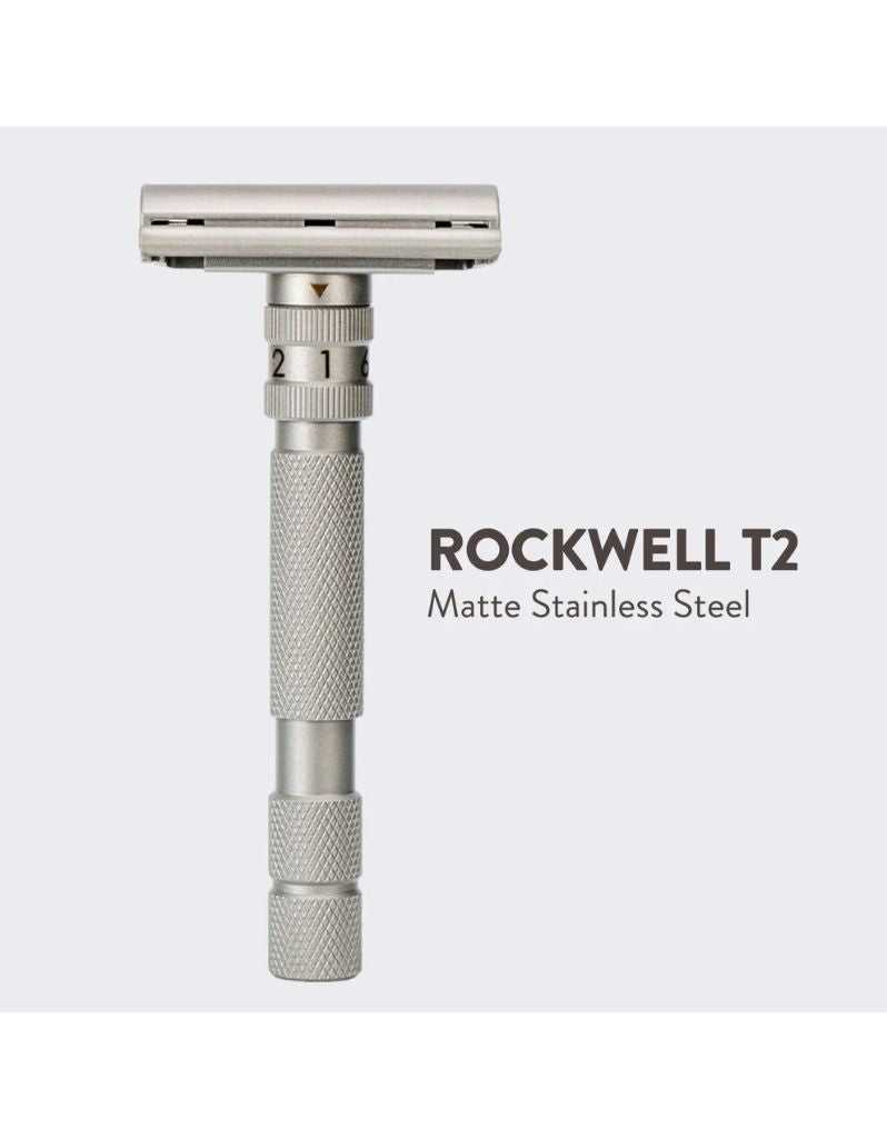 Rockwell - T2 Twist-To-Open Adjustable Safety Razor in Stainless Steel