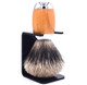 Taconic Shave - Beechwood & Chrome Handle Deluxe Pure Badger Shave Brush & Stand