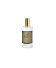 Alcohol-free oud aftershave with quince, rose, saffron, and amber in a 50ml spray bottle made in England