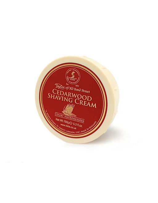 Taylor of Old Bond Street Cedarwood Shaving Cream container on a white background