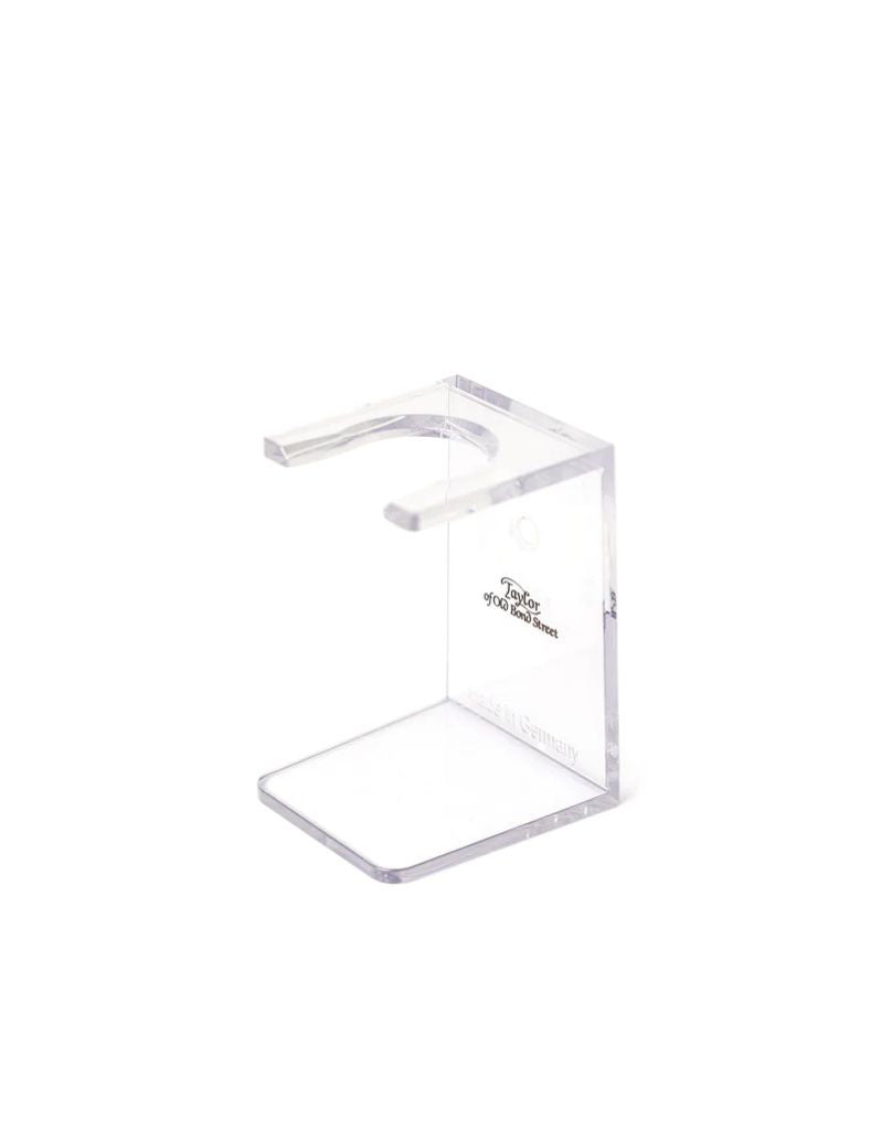 Clear drip stand for shaving brushes