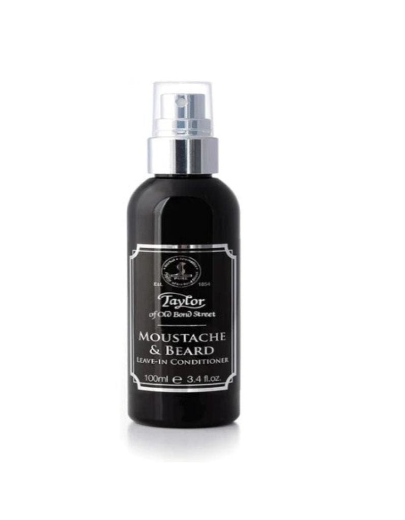 Bottle of Taylor of Old Bond Street Moustache & Beard Leave-In Conditioner on a white background